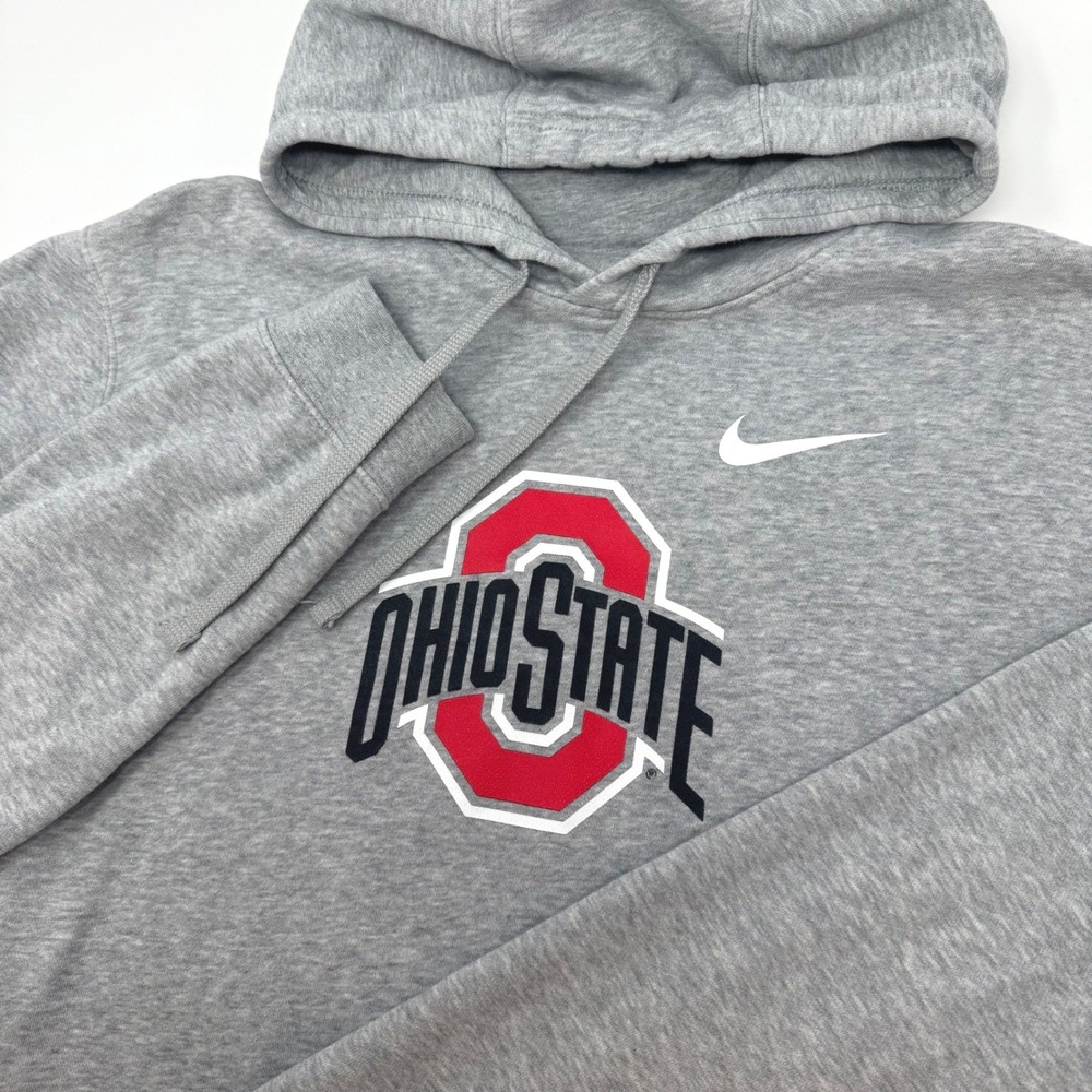 Nike‎ Ohio State Buckeyes Mens Large Gray Fleece Hoodie Sweatshirt